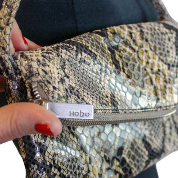 Hobo The Original Snake Skin Print Leather Top Handle Bag Animal Print - Picture 3 of 5